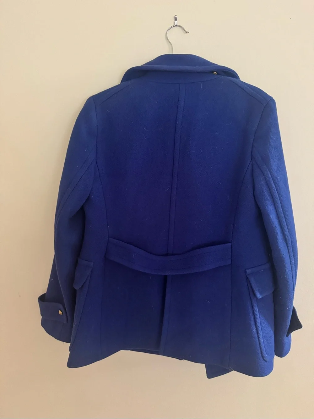 J. Crew Majesty Stadium Cloth Nello Gori Royal Blue Double-Breasted Pea Coat - Picture 5 of 8